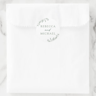 Forest Green Simple Botanic Runder Aufkleber