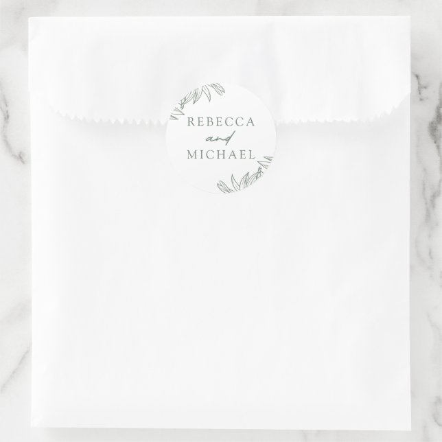 Forest Green Simple Botanic Runder Aufkleber (Tasche)