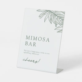 Forest Green Simple Botanical Wedding Mimosa Bar Sockelschild