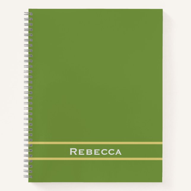 Forest Green Solid Color Schlicht Monogram Notizbuch (Vorderseite)