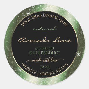 Forest Green Sparkle Glitzer Frame Product Label Runder Aufkleber