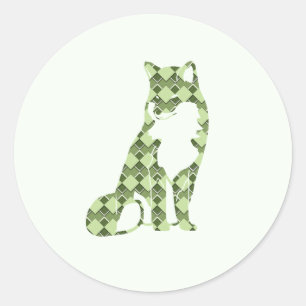 Forest Green Square und Diamond Checkered Fux Runder Aufkleber
