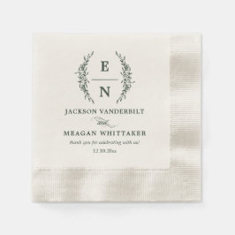 Forest Green Stack Initials Monogram Wedding Serviette