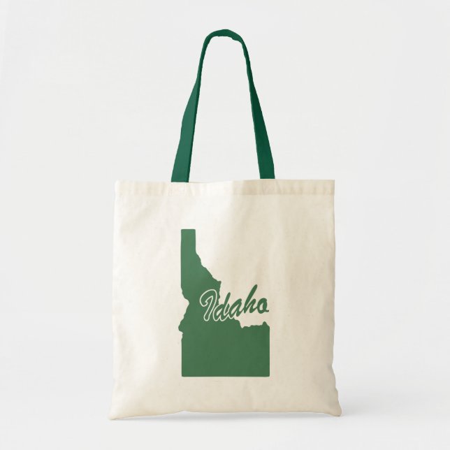 Forest Green State Of Idaho Shape Tote Bag Tragetasche (Vorne)