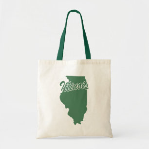 Forest Green State Of Illinois Shape Tote Bag Tragetasche