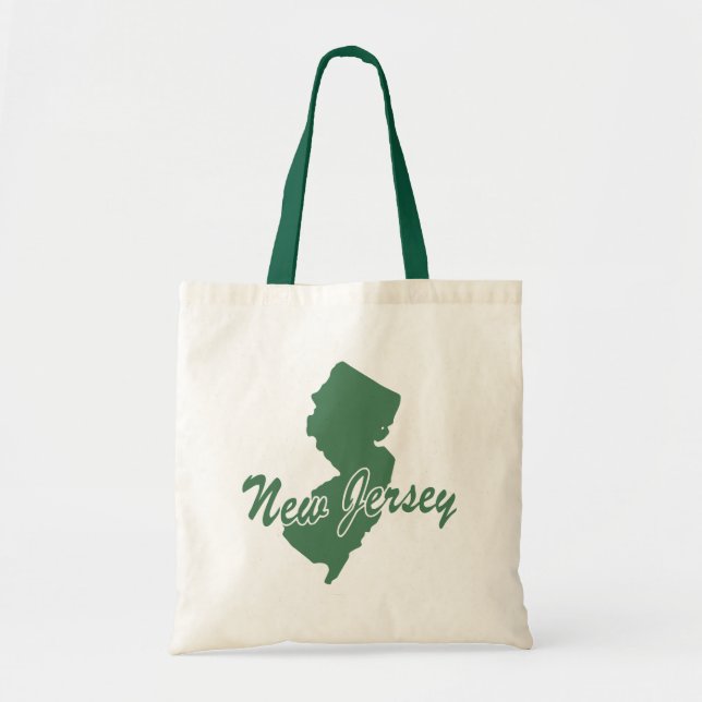 Forest Green State Of New Jersey Shape Tote Bag Tragetasche (Vorne)