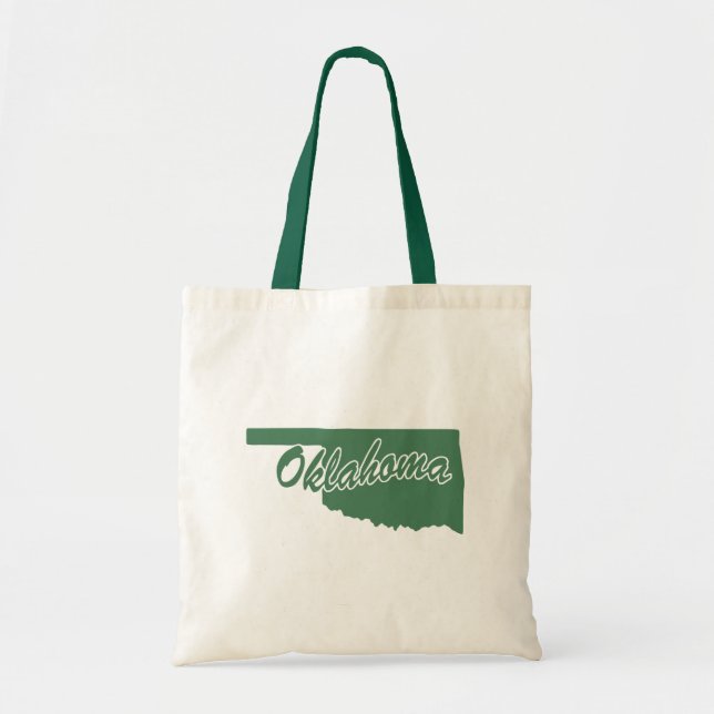 Forest Green State Of Oklahoma Shape Tote Bag Tragetasche (Vorne)