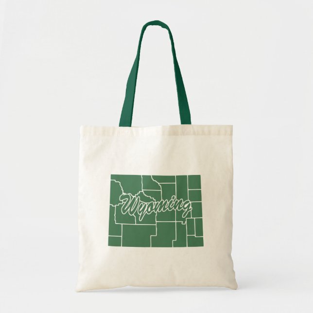 Forest Green State Of Wyoming Shape Tote Bag Tragetasche (Vorne)