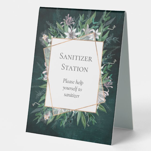 Forest green Summer sanitizer Station Table Tent S Tischaufsteller (Vorderseite)