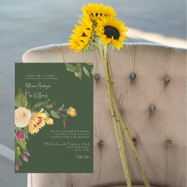 Forest Green Sunflower No Parents II Wedding Einladung