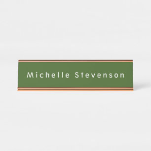 Forest Green Trendy Moderne Beruflich Schreibtischnamensplakette