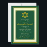 Forest Green und Gold Bar Mitzvah Einladung<br><div class="desc">Der Text auf dieser grünen und goldenen Bar mitzvah Einladung ist anpassbar. Um es zu ändern, können Sie die Option Personalisieren verwenden. Für umfangreichere Textänderungen, z. B. Änderungen am Schriftart, am Schriftart oder am Textlayout, verwenden Sie die Option Anpassen. Das Star of David Symbol ist leicht zu entfernen und auch...</div>