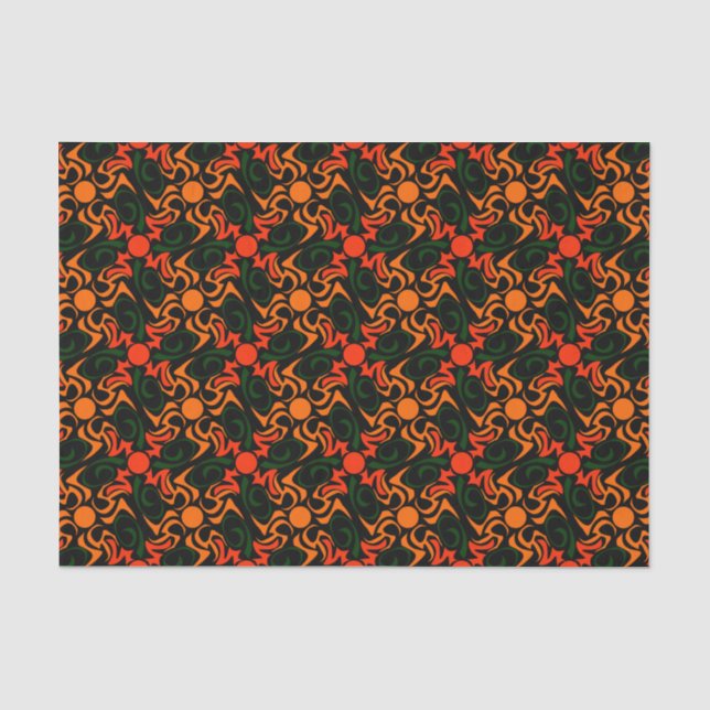 Forest Green und Yellow Tribal Star Muster Seidenpapier (Vorderseite)