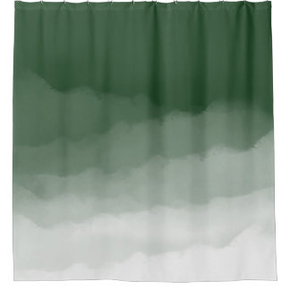 Forest Green Watercolor Ombre (grün/weiß) Duschvorhang