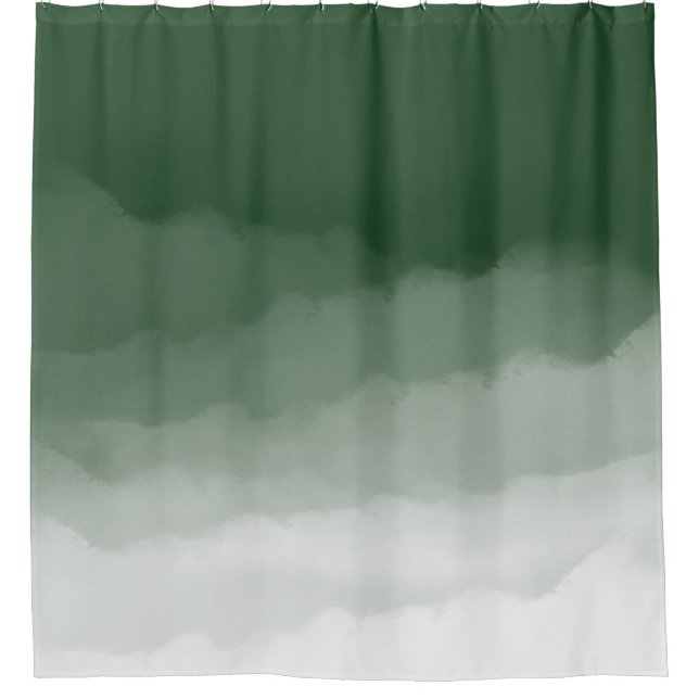 Forest Green Watercolor Ombre (grün/weiß) Duschvorhang (Vorderseite)