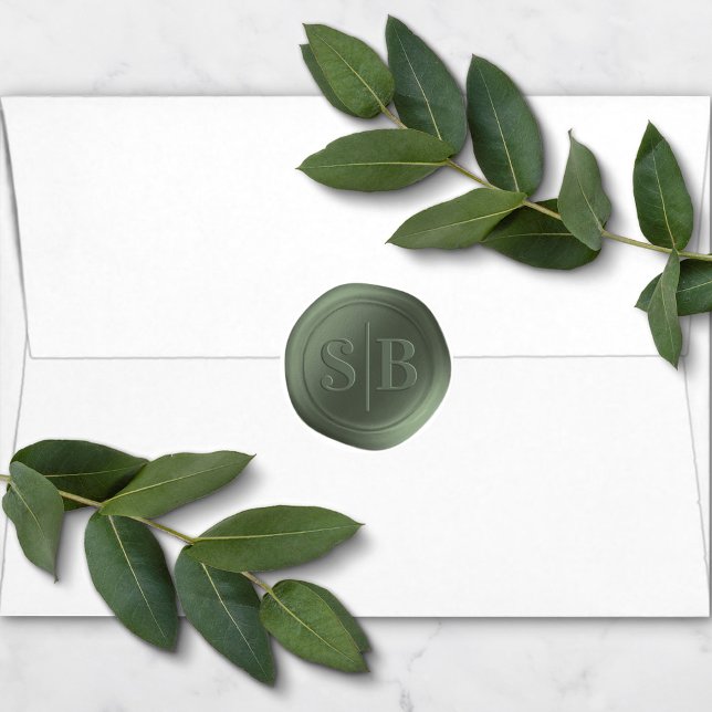 Forest Green Wax Siegel Wedding Monogram Sticker (Von Creator hochgeladen)