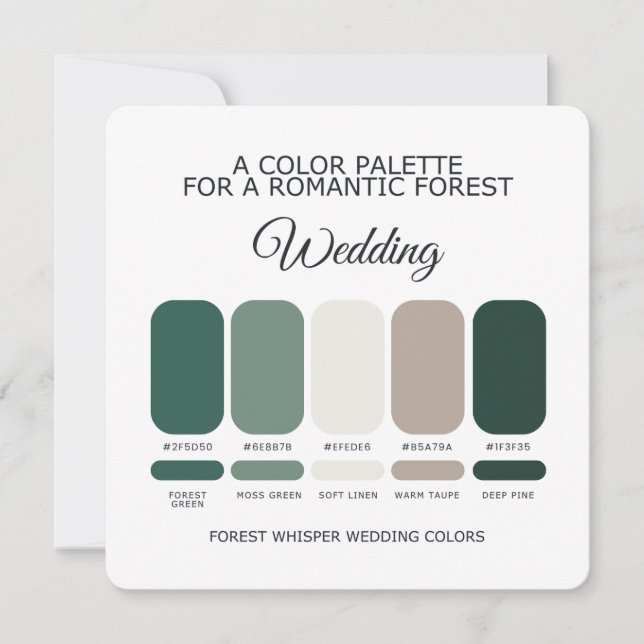Forest Green Wedding Color Palette Card Einladung (Vorderseite)