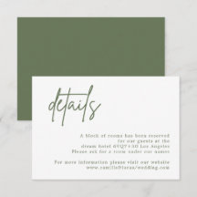 Forest Green Wedding Details Karte