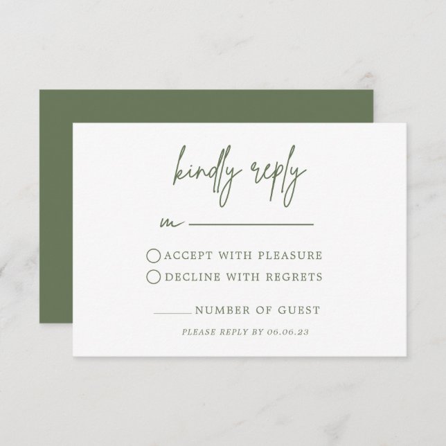 Forest Green Wedding RSVP Card (Vorne/Hinten)