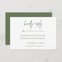 Forest Green Wedding RSVP Card
