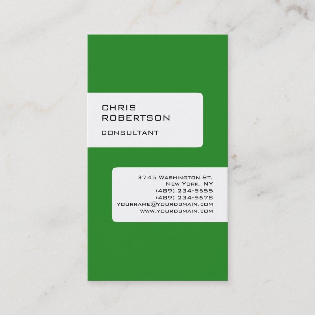 Forest Green White Attractive Charm Business Card Visitenkarte (Vorderseite)