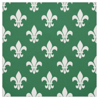 Forest Green, White Lilie Muster Stoff