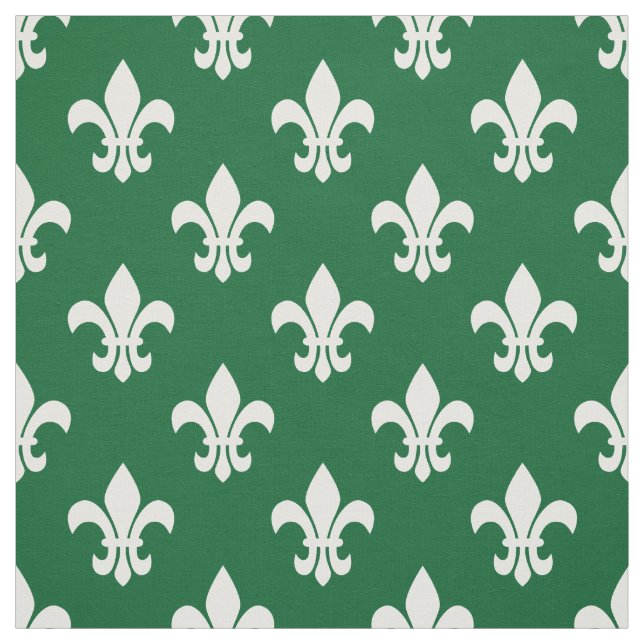 Forest Green, White Lilie Muster Stoff (Muster)