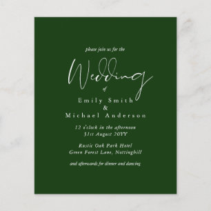 Forest Green White Script Budget Hochzeit