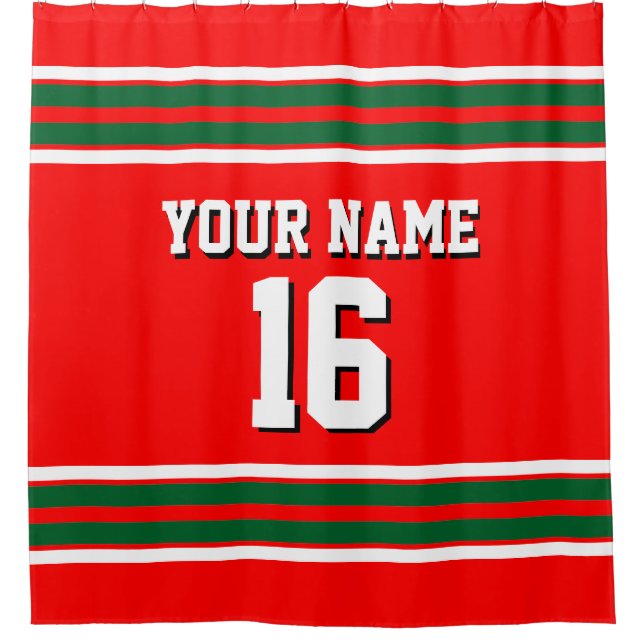 Forest Green White Stripes Sports Jersey Duschvorhang (Vorderseite)