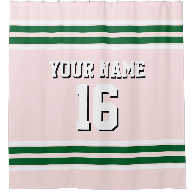 Forest Green White Stripes Sports Jersey Duschvorhang (Vorderseite)