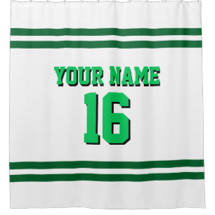 Forest Green White Stripes Sports Jersey Duschvorhang