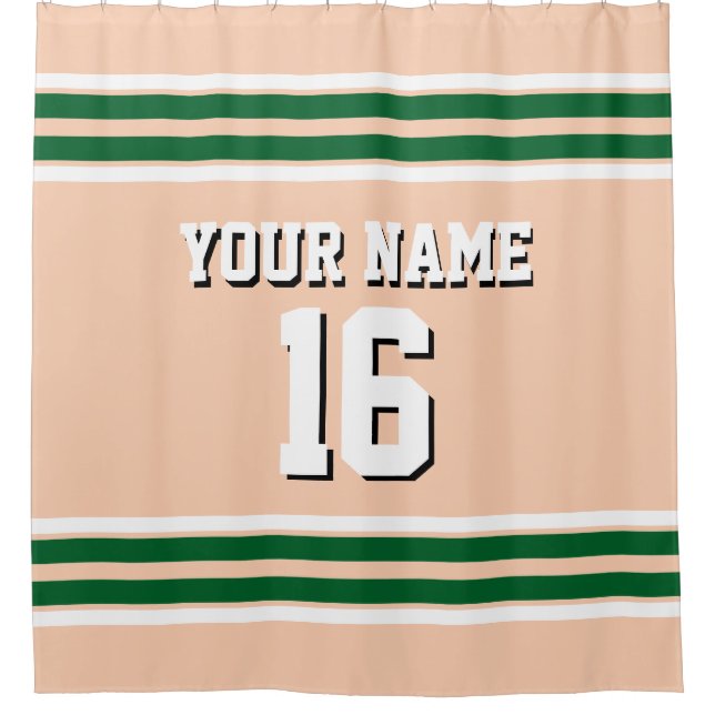 Forest Green White Stripes Sports Jersey Duschvorhang (Vorderseite)
