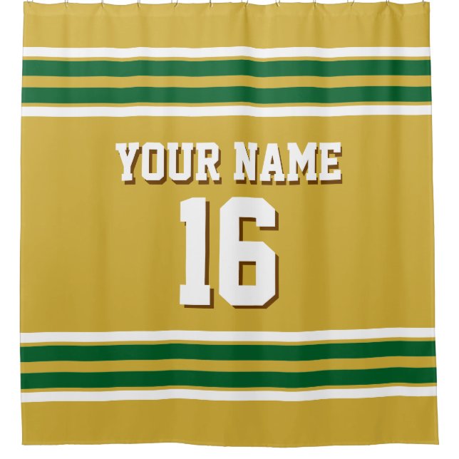 Forest Green White Stripes Sports Jersey Duschvorhang (Vorderseite)