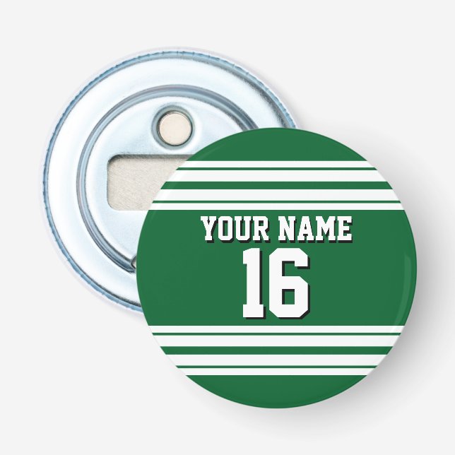 Forest Green White Team Jersey Name Flaschenöffner (Vorderseite)