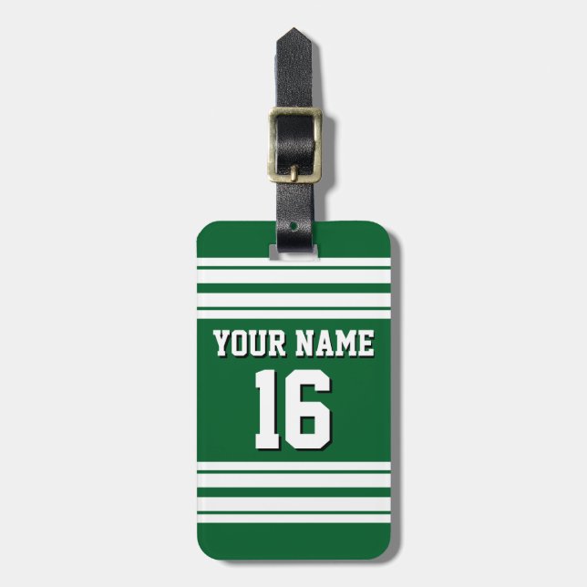 Forest Green White Team Jersey Name Gepäckanhänger (Vorderseite vertikal)