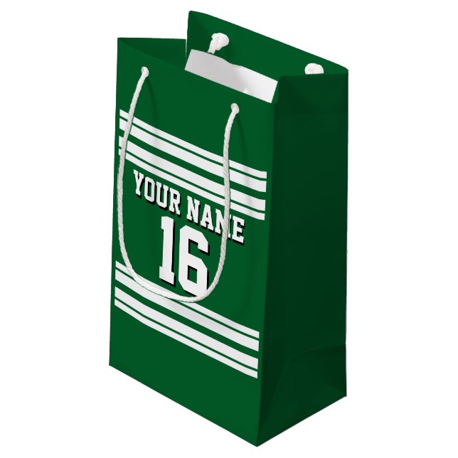 Forest Green White Team Jersey Name Kleine Geschenktüte (Rückseite Schrägansicht)