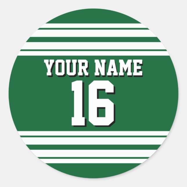 Forest Green White Team Jersey Name Runder Aufkleber (Vorderseite)