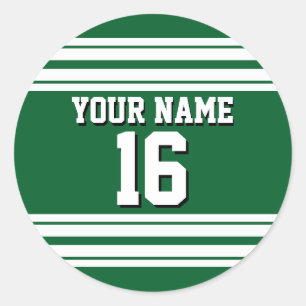 Forest Green White Team Jersey Name Runder Aufkleber