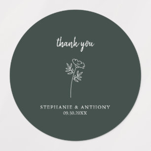 Forest Green Wildblume Wedding Danke Etiketten