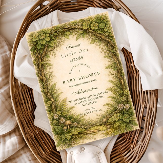 Forest Greenery Storybook Baby Shower Einladung (Von Creator hochgeladen)
