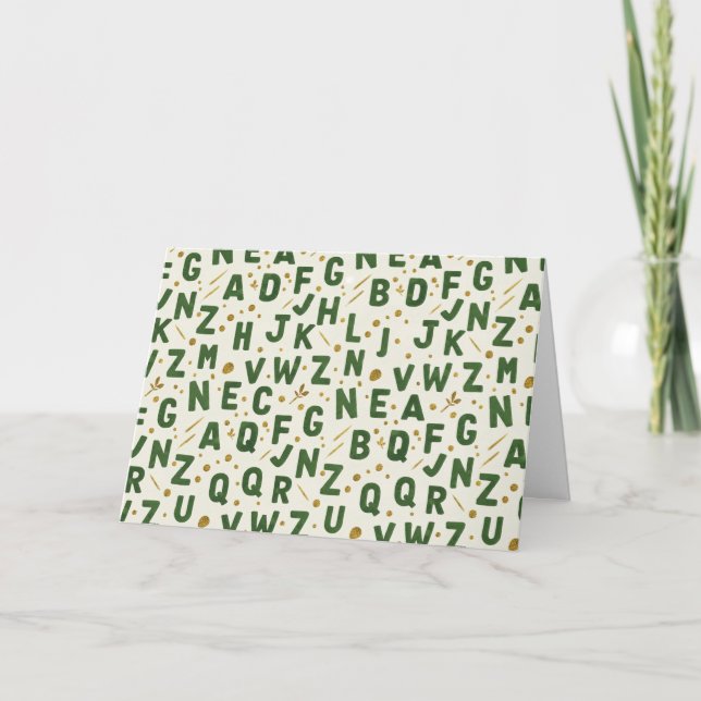 Forest Grove Dark Green Artisan Alphabet Karte (Vorderseite)