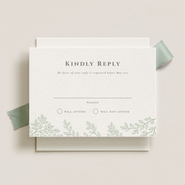 Forest Grove Sage Green Wedding RSVP Einladung (Von Creator hochgeladen)