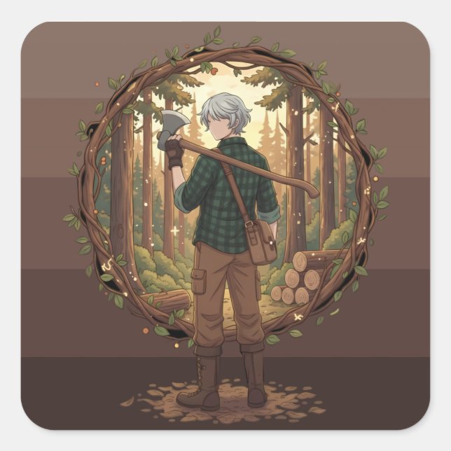 Forest Guardian Anime Quadratischer Aufkleber (Vorderseite)