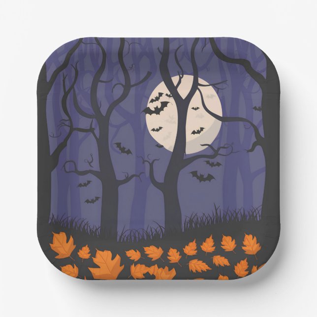 Forest Halloween Pappteller (Vorderseite)