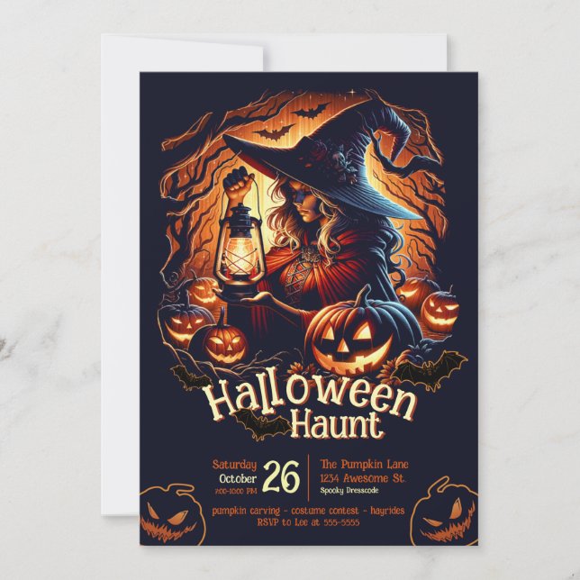 Forest Hexe Halloween Einladung (Vorderseite)