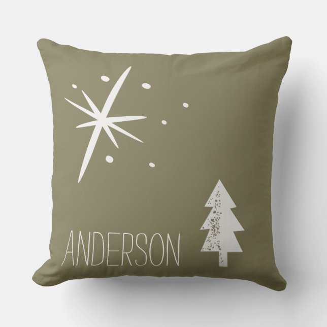 Forest Holiday Pine mit Namen Kissen (Vorderseite)