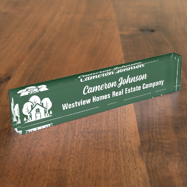 Forest Home Real Estate Company Custom Realtor Namensplakette (Seite)