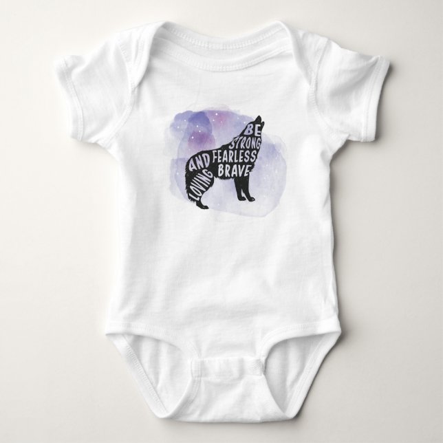 Forest Howling Wolf Art Lover Baby Bodysuit Baby Strampler (Vorderseite)