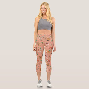 forest in watercolor pattern- bambi, fox, coney capri leggings
