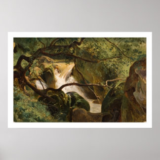 Forest Interior mit Wasserfall, Papigno Poster